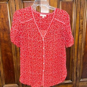 Max Studio Red print Blouse   Size XL.      NWOT